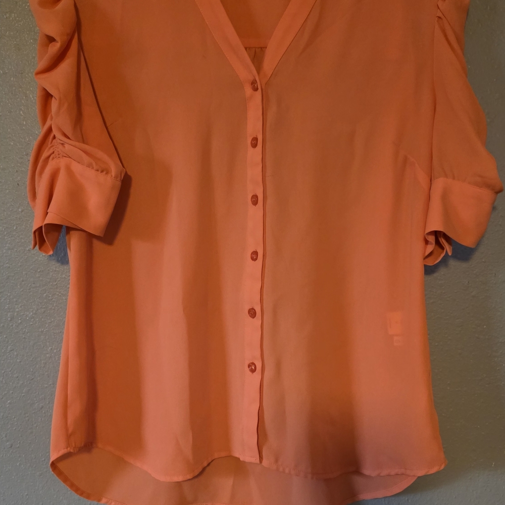 New York & Company Vibrant Orange Blouse